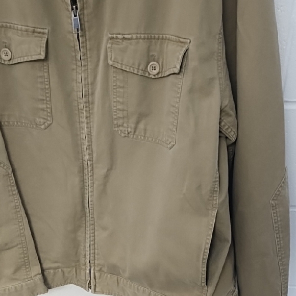 GAP Tan Cotton Canvas Utility Jacket Classic Collar Zip Front - Picture 3 of 16